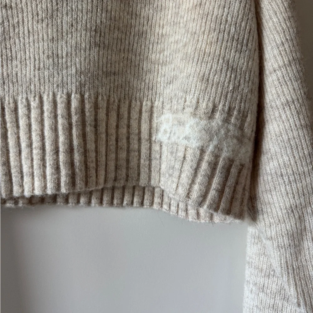 NWT BO + TEE Ribbed Knit Cropped Sweater in Cream Marl SMALL - Picture 7 of 9